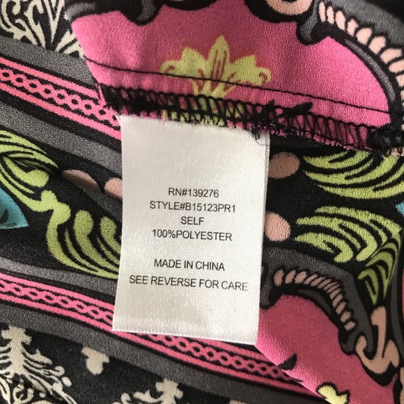 Black Rain Black Pink Boho Turnic Blouse Top M - Picture 6 of 6